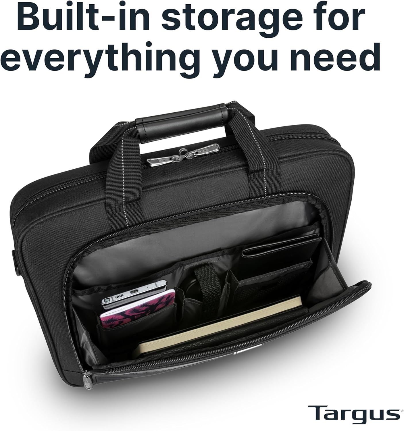 Targus Ergonomic Slim Briefcase - Spacious Laptop Messenger Bag with Foam Padding