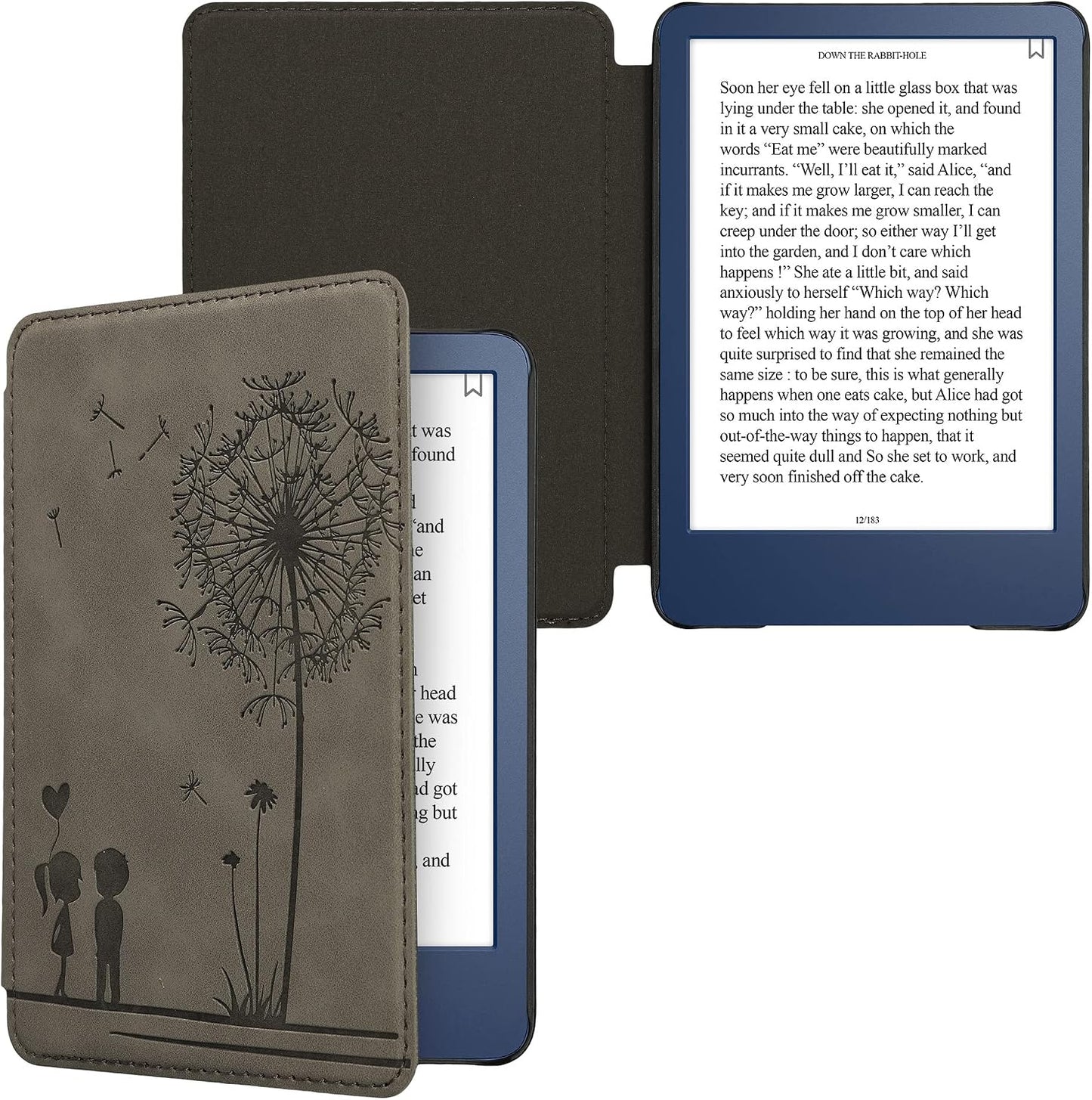 kwmobile (2022/2024) Cover Compatible with Amazon Kindle Cover - eReader Case - Dandelion Love Grey