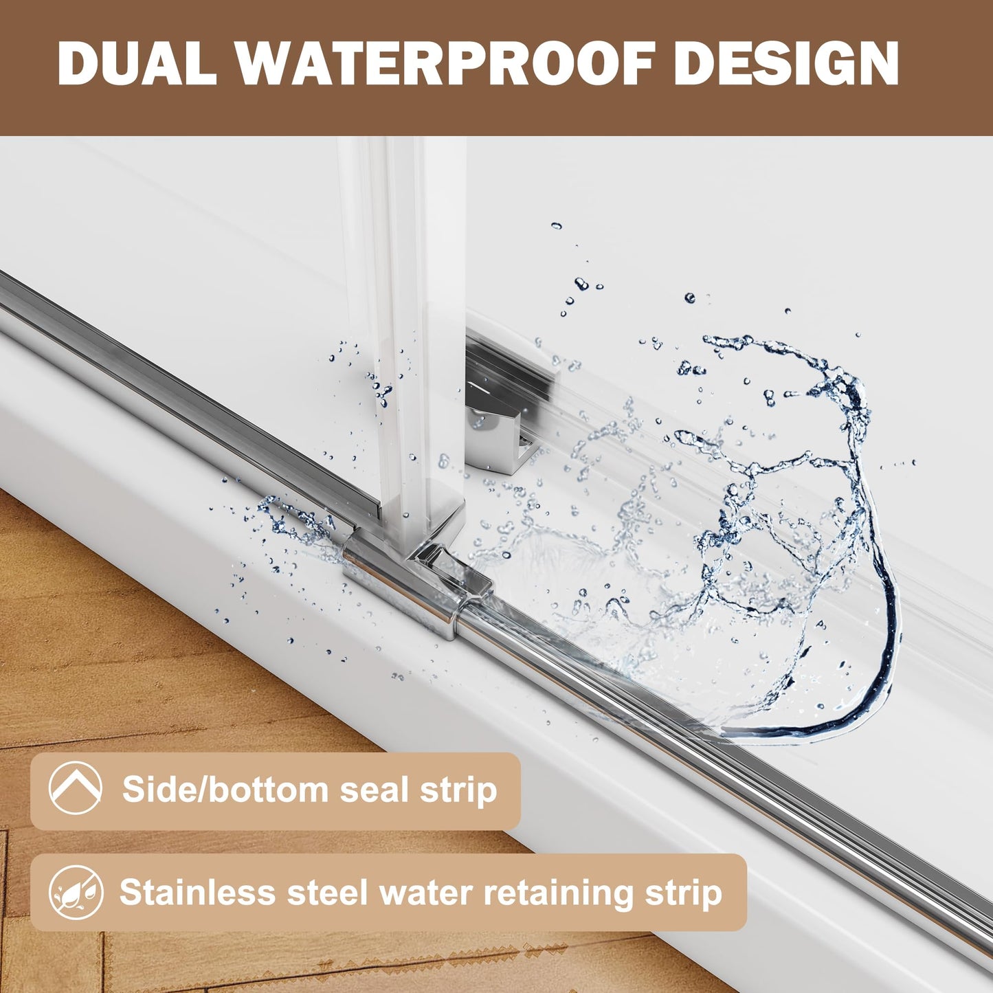 59-60" W x 76" H Soft Close Frameless Sliding Shower Door, 3/8"(10mm) Clear Tempered Glass, Single Sliding Shower Glass Door, Easy Clean Nano Coating, Polished Chrome