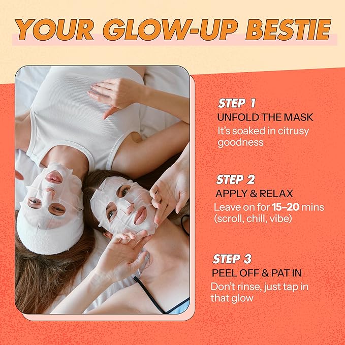 Vitamin C Face Mask ??Dermatologist Tested, Anti-Aging, Korean Skin Care, Evens Tone Hydrates Revitalizes ??Clean Beauty Vegan Sheet Mask for Dull Sensitive Skin ??5 Sheets