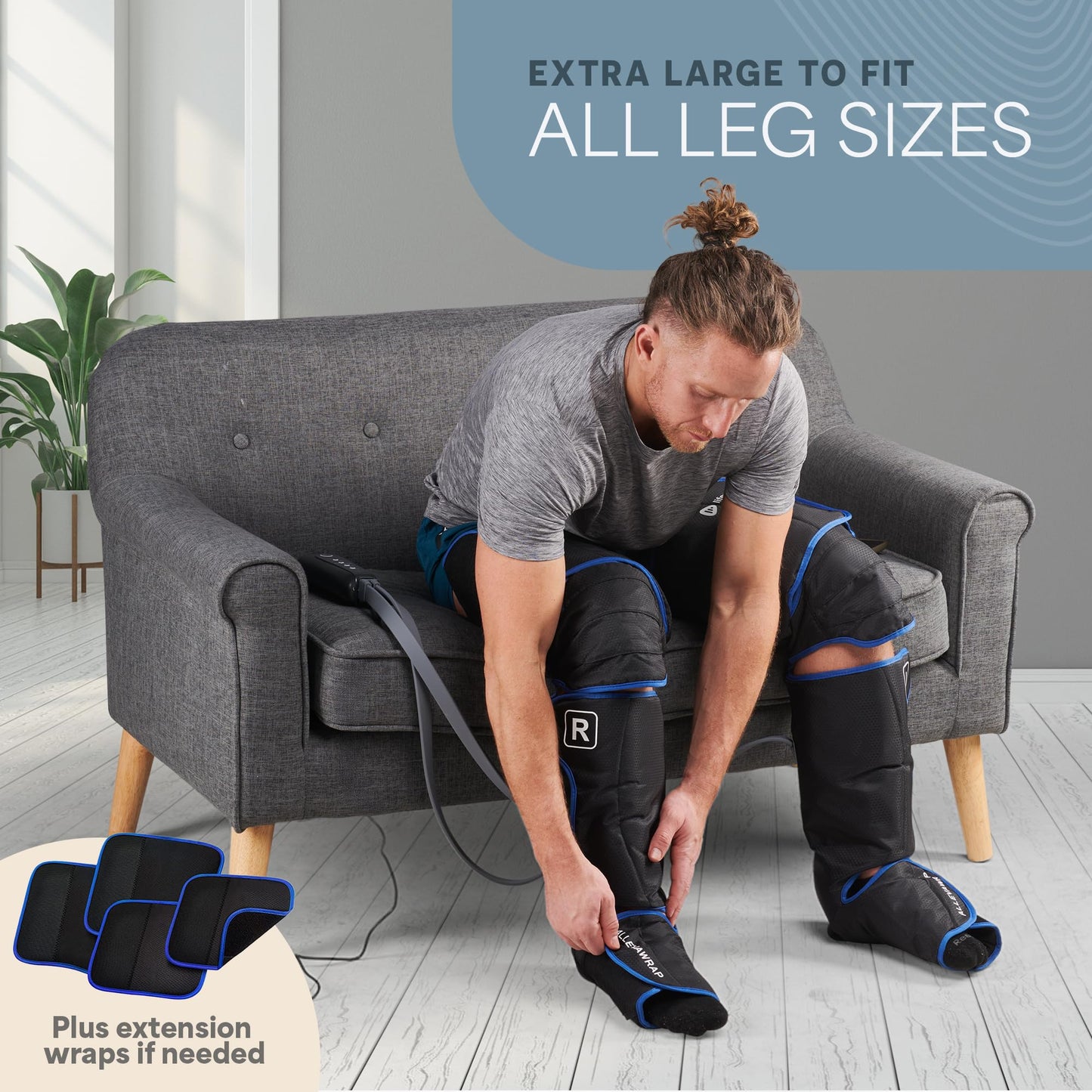 LifePro Leg Massager for Circulation and Pain Relief -Certified Leg Compression Massage Boots with Heat, Foot and Calf Massage, Recovery Machine with 5 Modes and 2 Extension Wraps