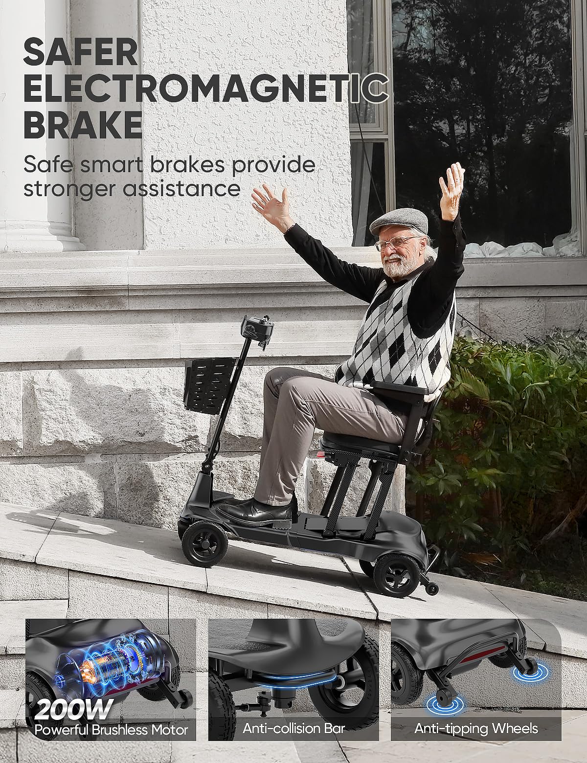 Mobility Scooters for Adults & Seniors - Ultra Lightweight 27.5 lbs Carbon Fiber Folding Electric Scooter - Airlines Approved All-Terrain Portable Scooter with Basket and Charger Included-Carbon Black