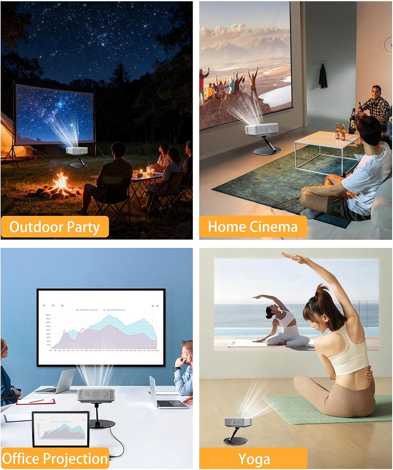 MAWADA 1/4" 360 Foldable Stand For Projector - Foldable Table Projector Mount with Thread, Height Adjustable, Rotation