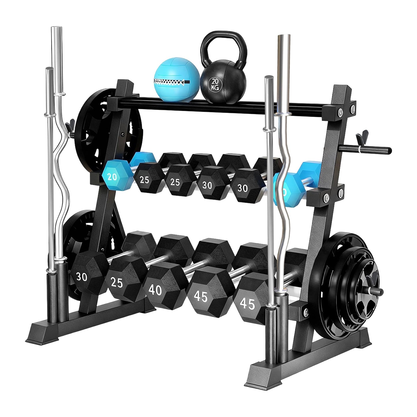 FONBEAR 3 Tier Dumbbell Rack, Weight Storage Rack,1200LBS Multifunctional Weight Rack for Home Gym, Heavy-Duty Dumbbell Rack Stand for Dumbbells Barbell Kettlebells & Weight Plates