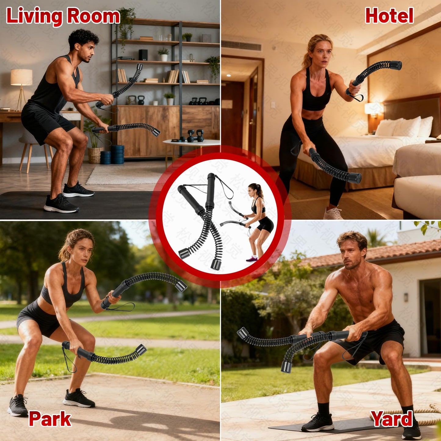 WKNNOXT Cordless Battle Ropes (2-Pack) Portable Workout Ropes for HIIT Workouts,Cardio & Muscle Training,Low-Impact Cardio Training,Home Gym Equipment for Men & Women(1.9LB x 2) (1.8LB*2)