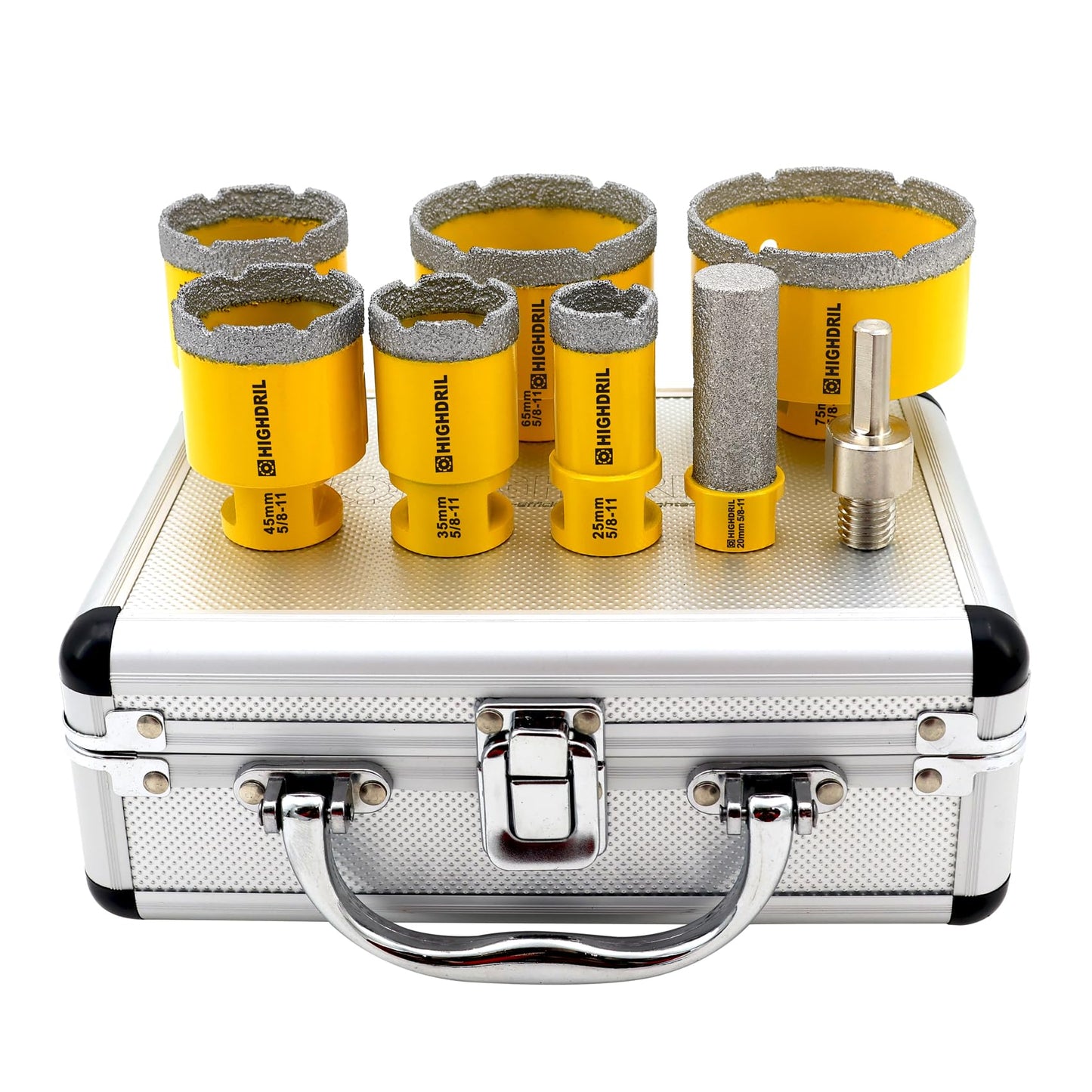 HIGHDRIL Diamond Drill Bits Kit with 5/8-11 for Porcelain Tile Ceramic Marble Brick Concrete Vacuum Brazed Hole Saw and HIGHDRIL Diamond Drill Bits Kit with 5/8-11