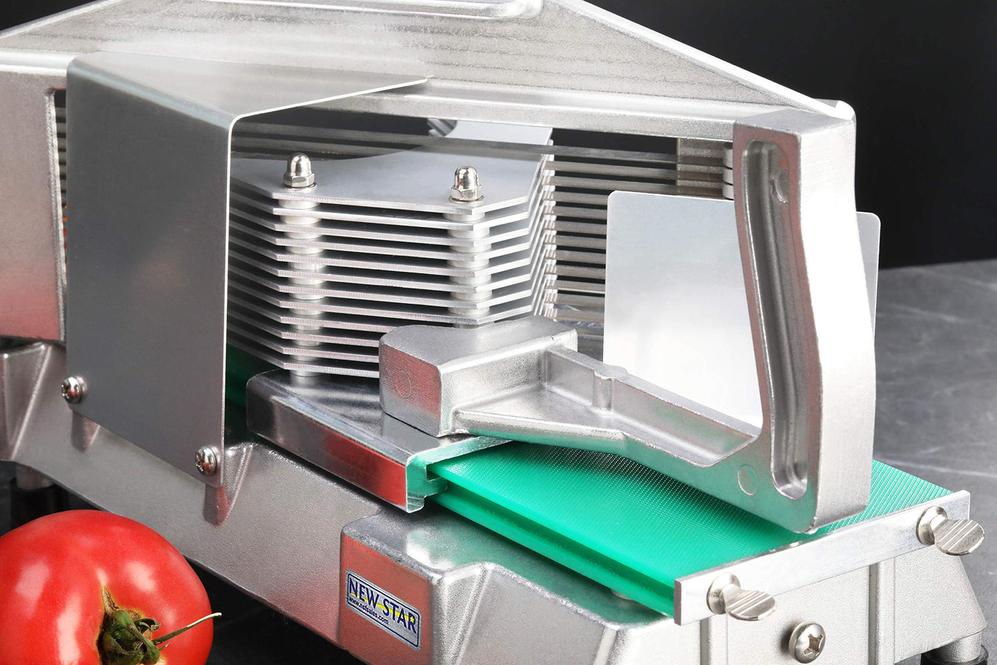 New Star Foodservice Commercial Tomato Slicer, 3/16-Inch, Aluminum Body with Stainless Steel Blades