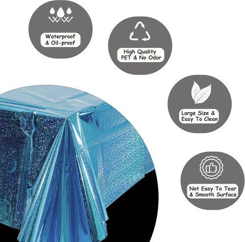 GREATRIL Blue Table Cover | Frozen & Ocean Theme Party Decoration | 54" x 108" - 2 Packs