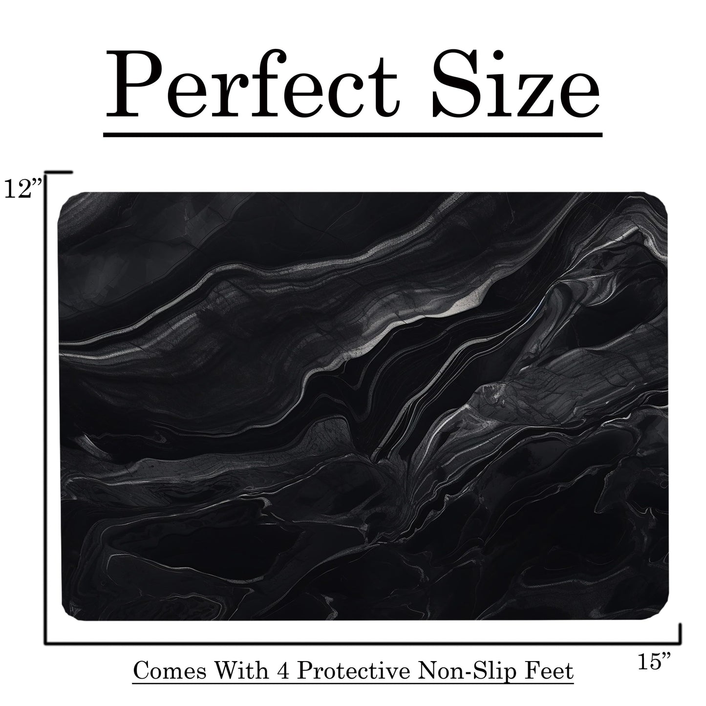 Black Marble Kitchen Glass Cutting Board Ocean Decorative Gift Marbled Granite Stone Rock Gift For Her Mom Wife (Black Marble)