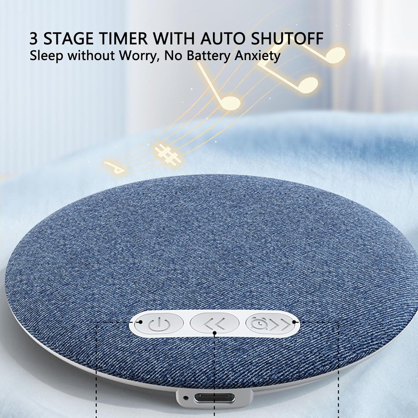 LICAEVEY 250mAh Bluetooth Pillow Speaker - Ultra Thin Portable White Noise Machine with Auto Off Timer, Under Pillow