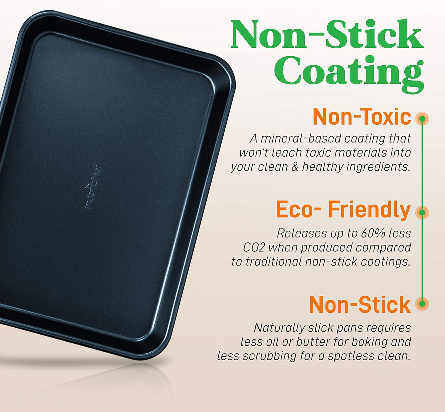 NutriChef Non-Stick Cookie Sheet Baking Pans - 2-Piece Oven Trays with Superior Coating | 15" x 11" & 13" x 9" Sizes, Dishwasher Safe