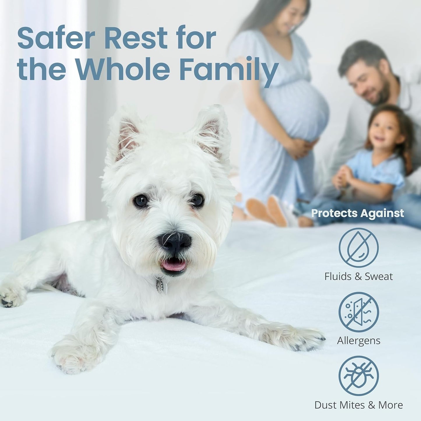 SafeRest Waterproof Mattress Protector - Twin Size Fitted Cover with Stretchable Pockets | Machine Washable Cotton Blend