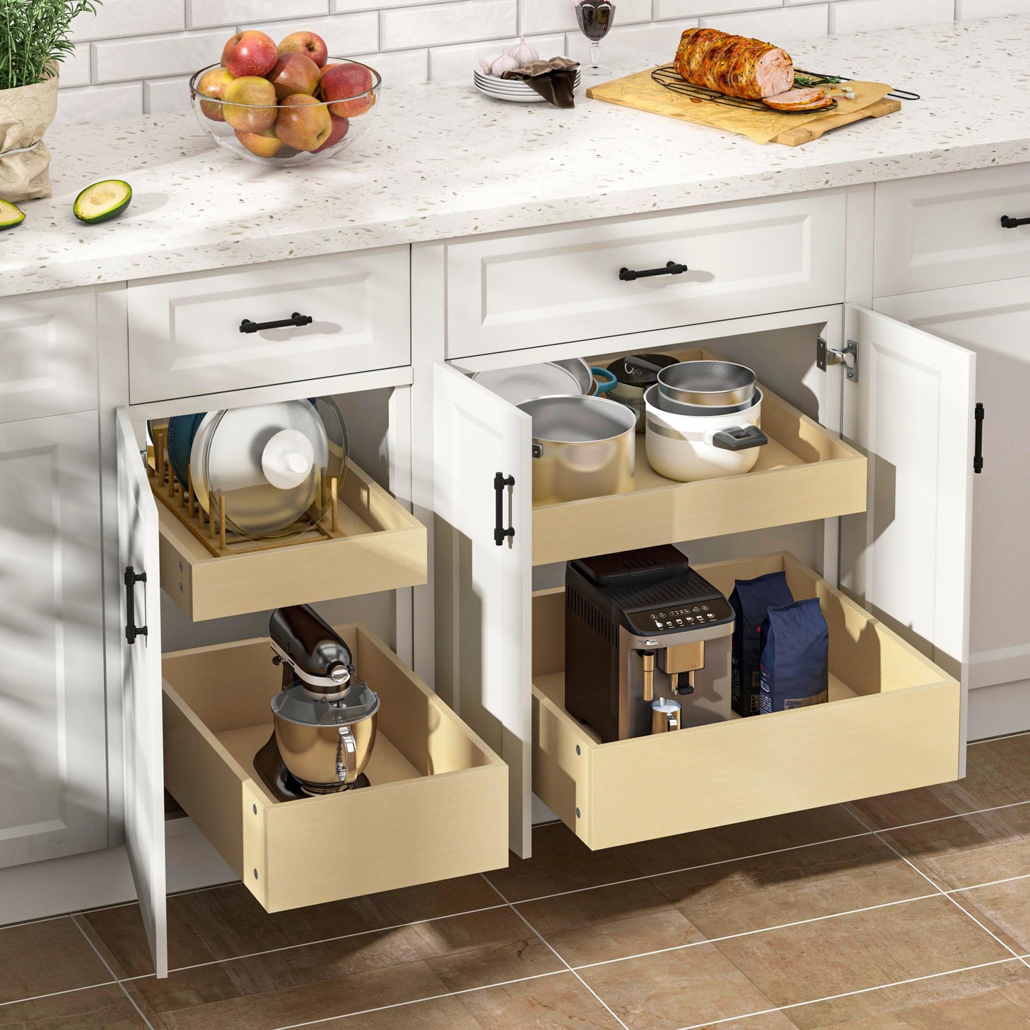 WelFurGeer Soft Close Pull Out Drawers for Cabinets, 11" W x 22" D Pull Out Cabinet Organizer, Smooth Slide-Out Shelves for Kitchen Cabinets, Durable Pullout Drawers for Home & Kitchen Organization