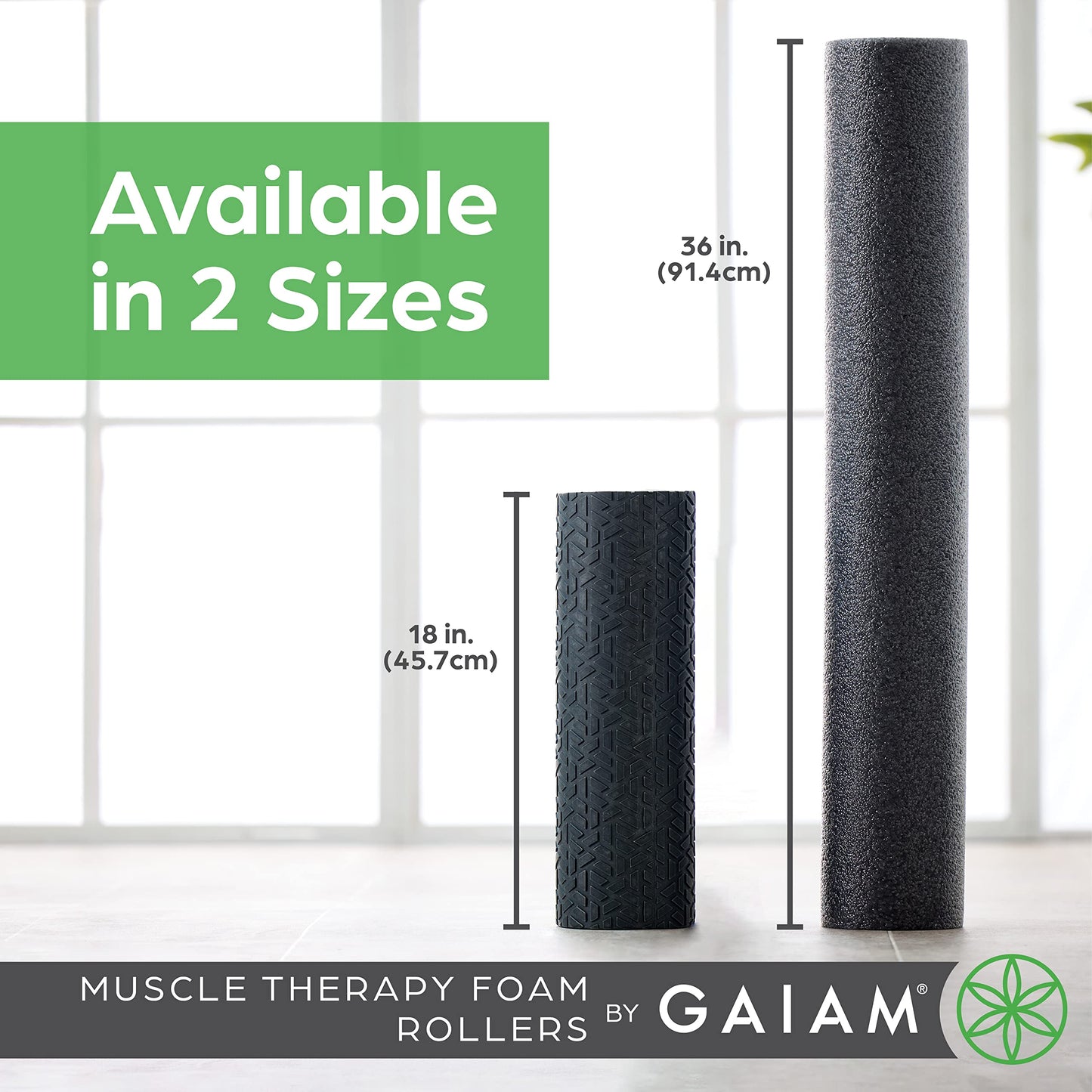 Gaiam Restore Foam Roller for Muscle Massage - 36" Long Foam Roller, Deep Tissue Muscle Massager for Sore Muscles & Stimulation - Total Body Pain Relief, Back, Neck, Foot, Calf, Leg, Arm - Grey