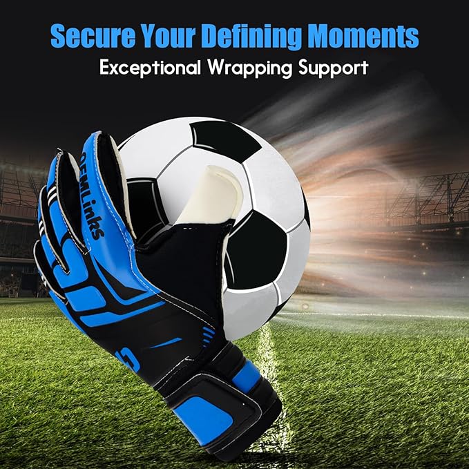 Youth&Adult Goalie Goalkeeper Gloves with Finger Protection Breathable Soccer Gloves with Strong Grips，6 Colors，Sizes 7-10
