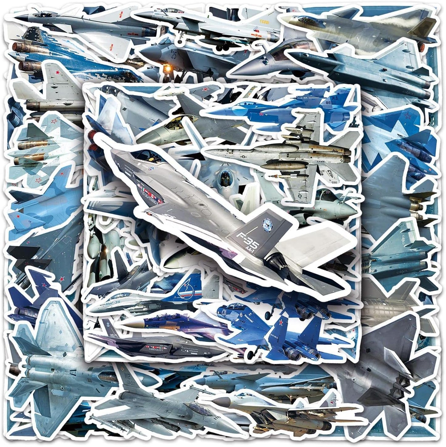 LYLSDSB 50Pcs Fighter Jet Plane Stickers - Vinyl Waterproof for Laptops, Bikes, Cars & More