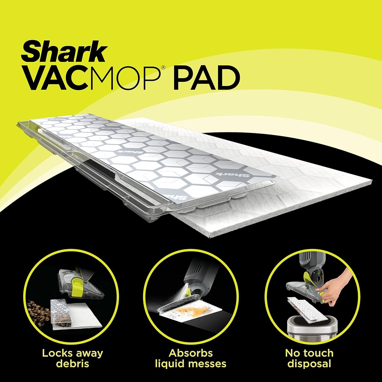 Shark VACMOP Disposable Hard Floor Pad Refills - No-Touch Disposal for All Sealed Floors | 32 Count