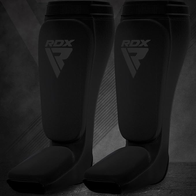 RDX Shin Guards Kickboxing Muay Thai, SATRA Approved, MMA Leg Instep Protection Pads, Sparring Training Martial Arts Boxing, Elasticated Padded Protector, Karate BJJ Taekwondo Gear, Men Women