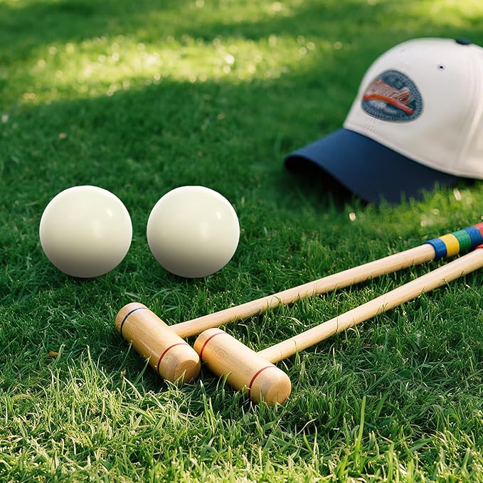 Lawei 4 Pack 57mm Bocce Pallino Balls, Durable Resin Target Balls for Bocce Ball Game, Bocce Balls Replacement for Sport Adults Outdoor, Backyard, Beach and Party Activities, Beige