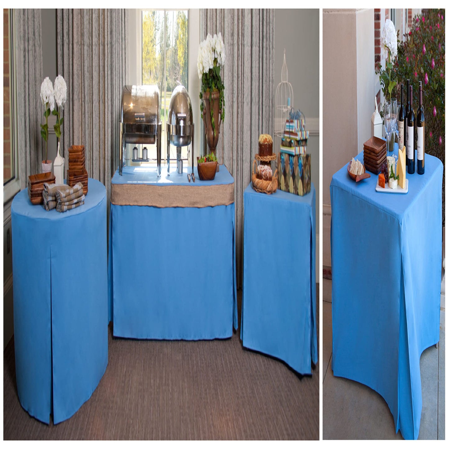 Tablevogue Full Length Fitted Machine Washable Event Tablecloth Cover 30+ Colors and Sizes, Royal, 72-Inch Round