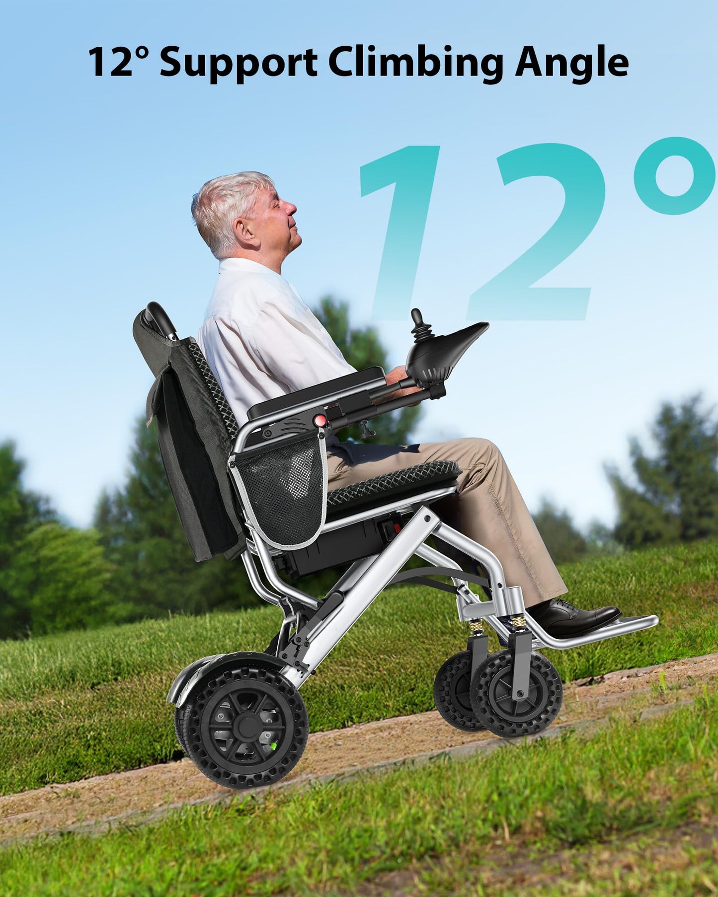 33 Lbs Lightweight Electric Wheelchair, Electric Wheelchairs for Adults Foldable, 15 Miles Range Motorized Wheelchair for Seniors, All Terrain Compact Portable Power Wheelchair, 330 Lbs Capacity
