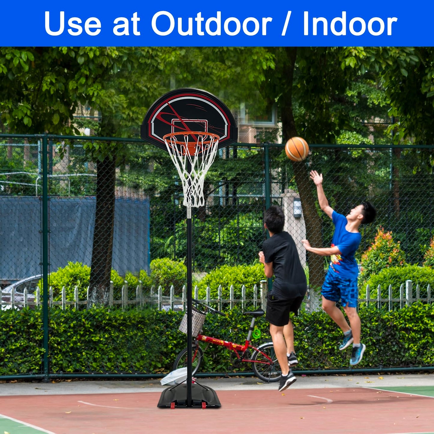 Portable Height-Adjustable Basketball Hoop System, Outdoor/Indoor Use for Backyard, Driveway, Court