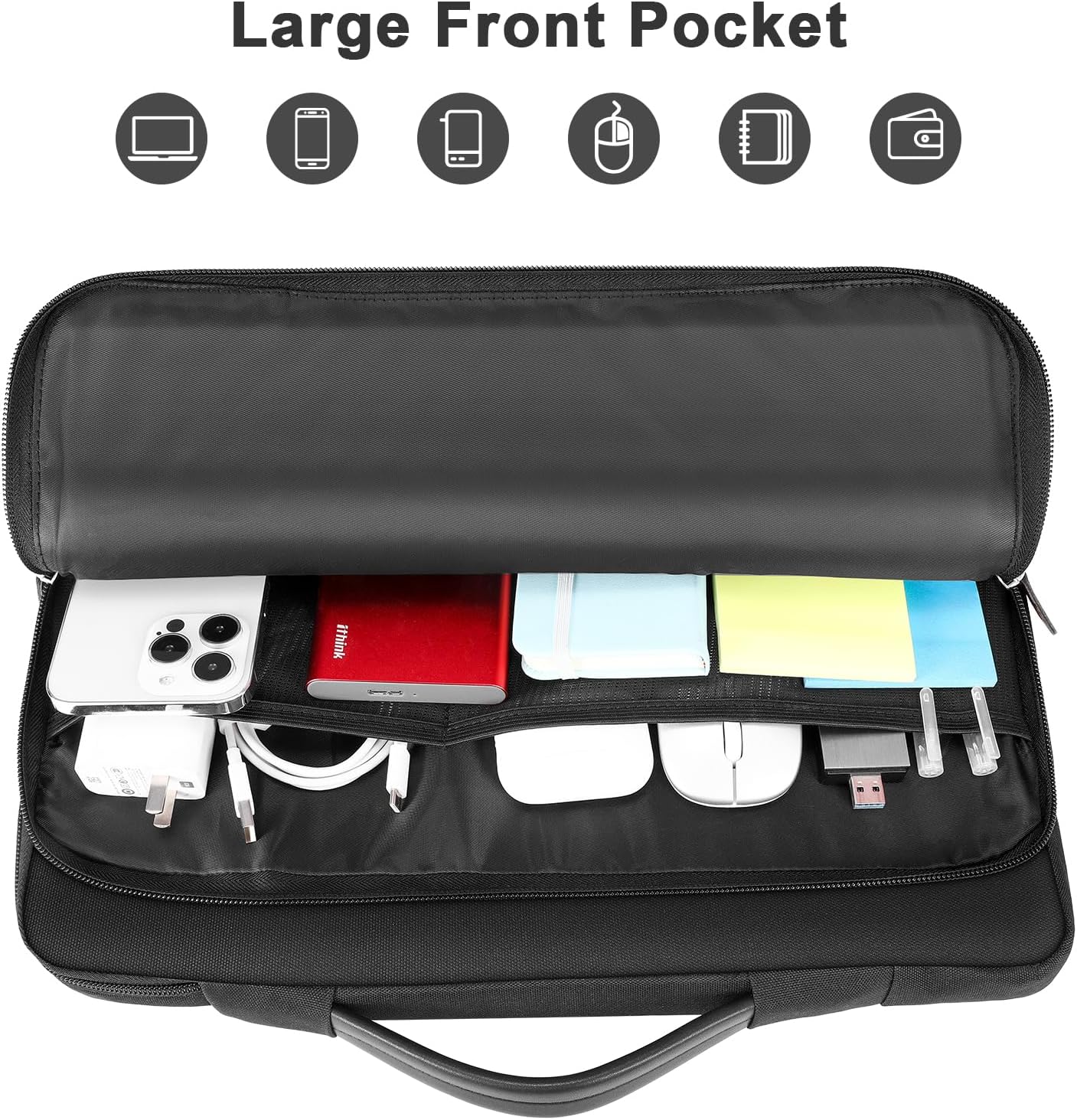 Losong 16.1/15.6 Inch 15.6 inch Portable Monitor Case, Laptop Protective Carrying Cover with PU Handle, Large Accessory