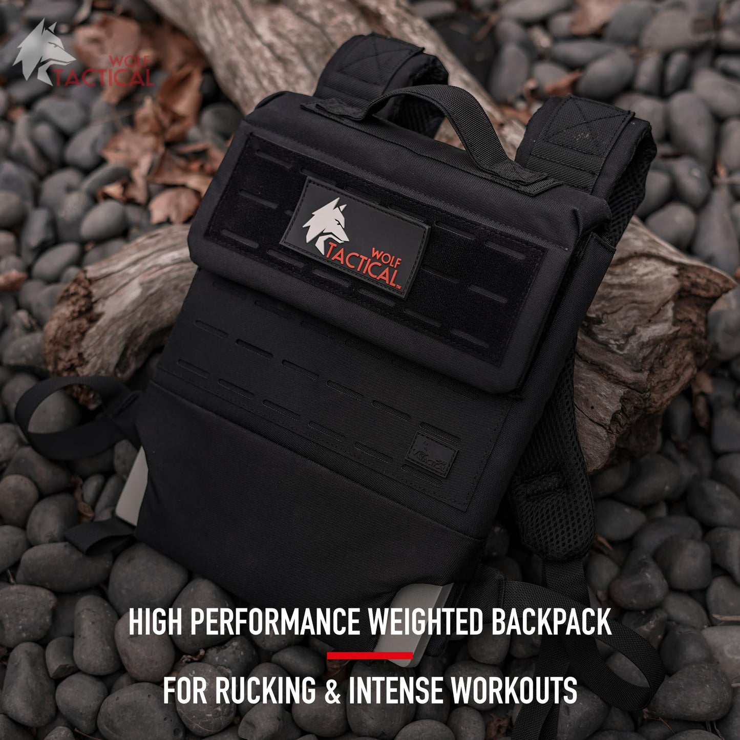 WOLF TACTICAL Men’s Weighted Backpack - Rucking Backpack for Training, Strength, Running