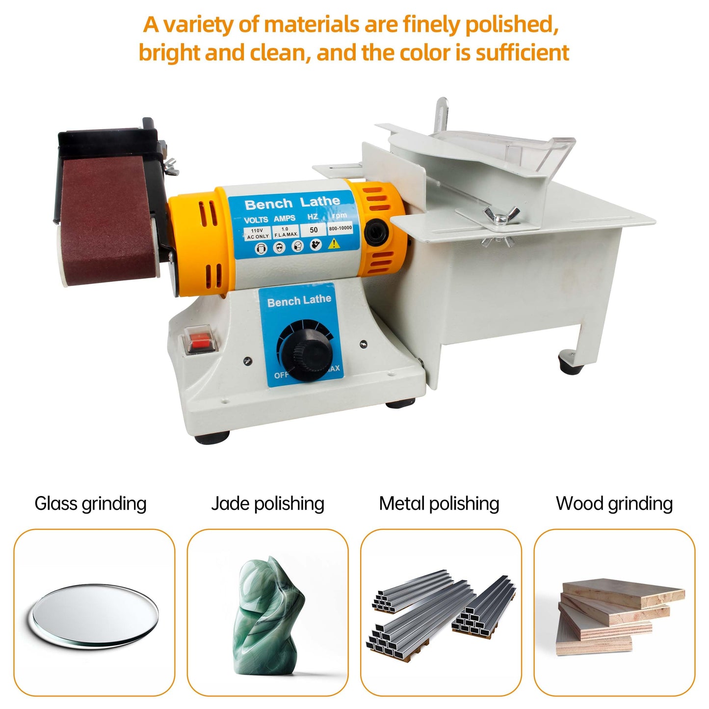 RATTMMOTOR MC-0850 Desktop Multi-Function Bench Grinder Table Saw 850W Polisher Machine 800-11000RPM 2 x14 Inch Belt Sander (B Type 110V)