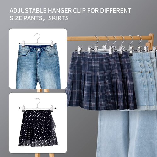 Cimlord 30-Pack Heavy Duty Metal Pants Hangers - Non-Slip Clips for Skirts & Trousers | Black, 12 Inch
