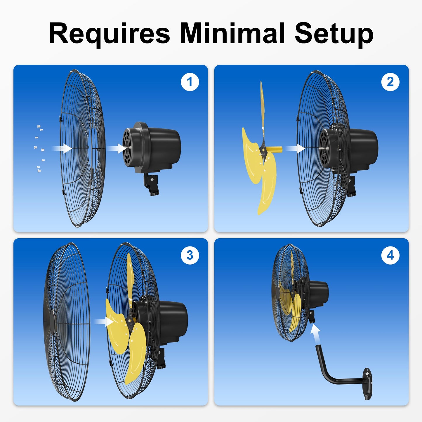 Uthfy 20 Inch Wall Mount Fan, High Velocity Max.7200 CFM Industrial Wall Fan, Heavy Duty Oscillating Fan with 3 Speeds, Outdoor Fan for Garage, Workshop, Patios, Commercial, Indoor Use, ETL Certified