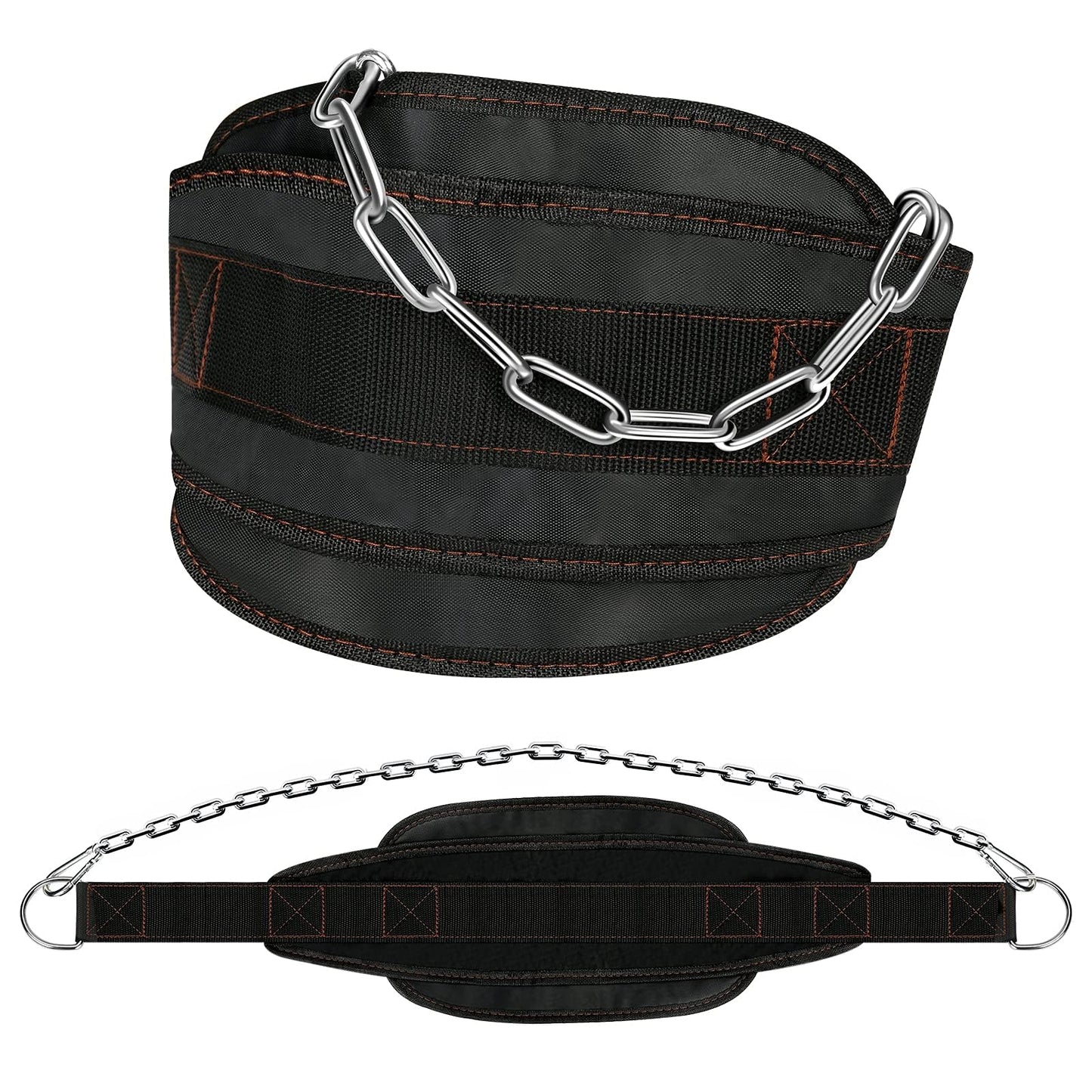Dip Belt for Weight lifting, Weight Belt with 34'' Extra Long Adjustable Steel Chain, Pull Up Belt for Powerlifting, Strength Training and Bodybuilding, Comfortable Waist Back Support for Men & Women