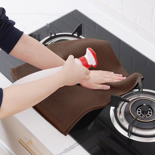 Homaxy Kitchen Dish Towels - Ultra Soft 100% Cotton Waffle Weave, Quick Drying, 13 x 28 Inches, 8-Pack, Coffee