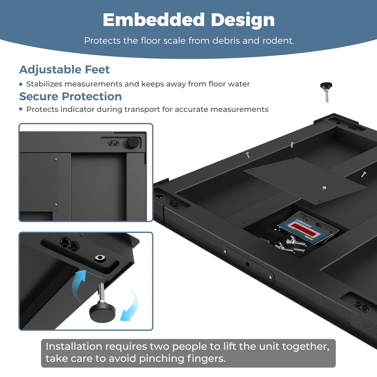 SOCOME 48"x48" Industrial Floor Scale, Professional Platform Scale with Digital Indicator, Weighing Scale for Warehouse Shipping and Industrial Use, 10000 lb x 1 lb, Black