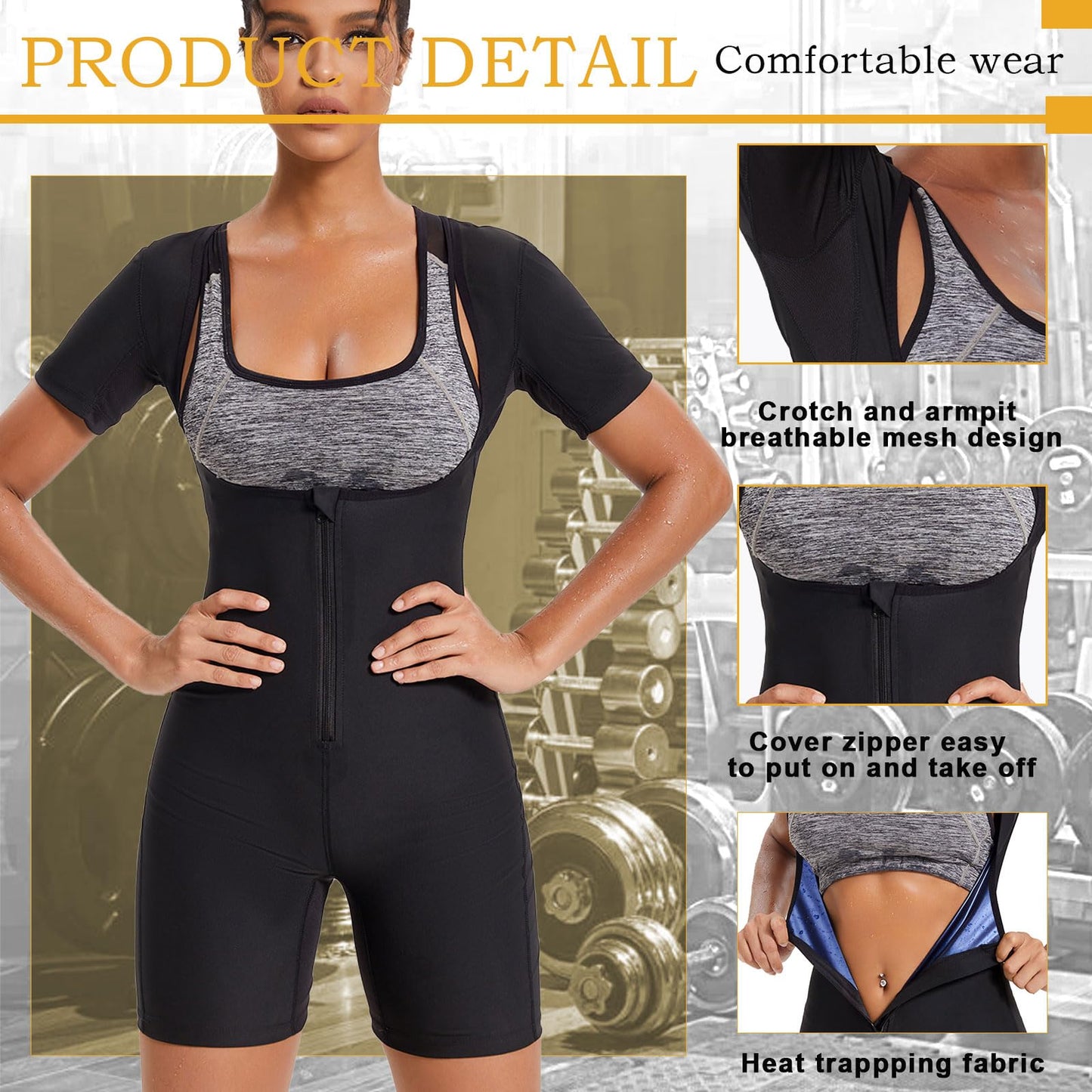 Sauna Suit for Women Full Body Jumpsuit Waist Trainers for Women Belly Fat Workout Sweat Suit XL