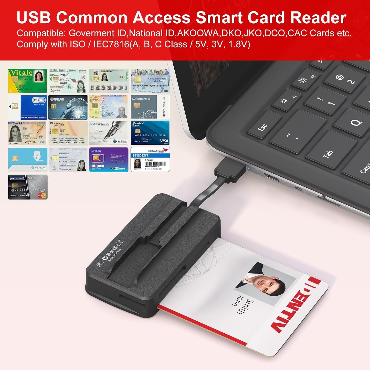 Bawanfa 7 1 SD/MMC/TF/Memory Duo/M2/IC/PIV/Chip/Smart SIM Card Adapter - CAC Reader Military and Memory Card Adapter