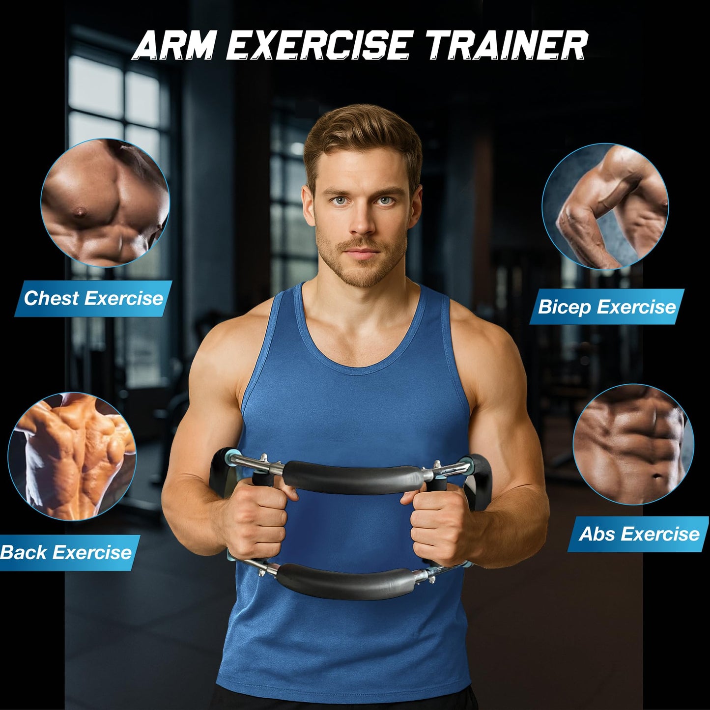 Shred Fit Twister Arm Trainer – Adjustable Forearm Strengthener – Exercise Equipment for Men & Women – Chest Workout Equipment – Portable Detachable –Home Workout Suspension Trainer – 40-90lb