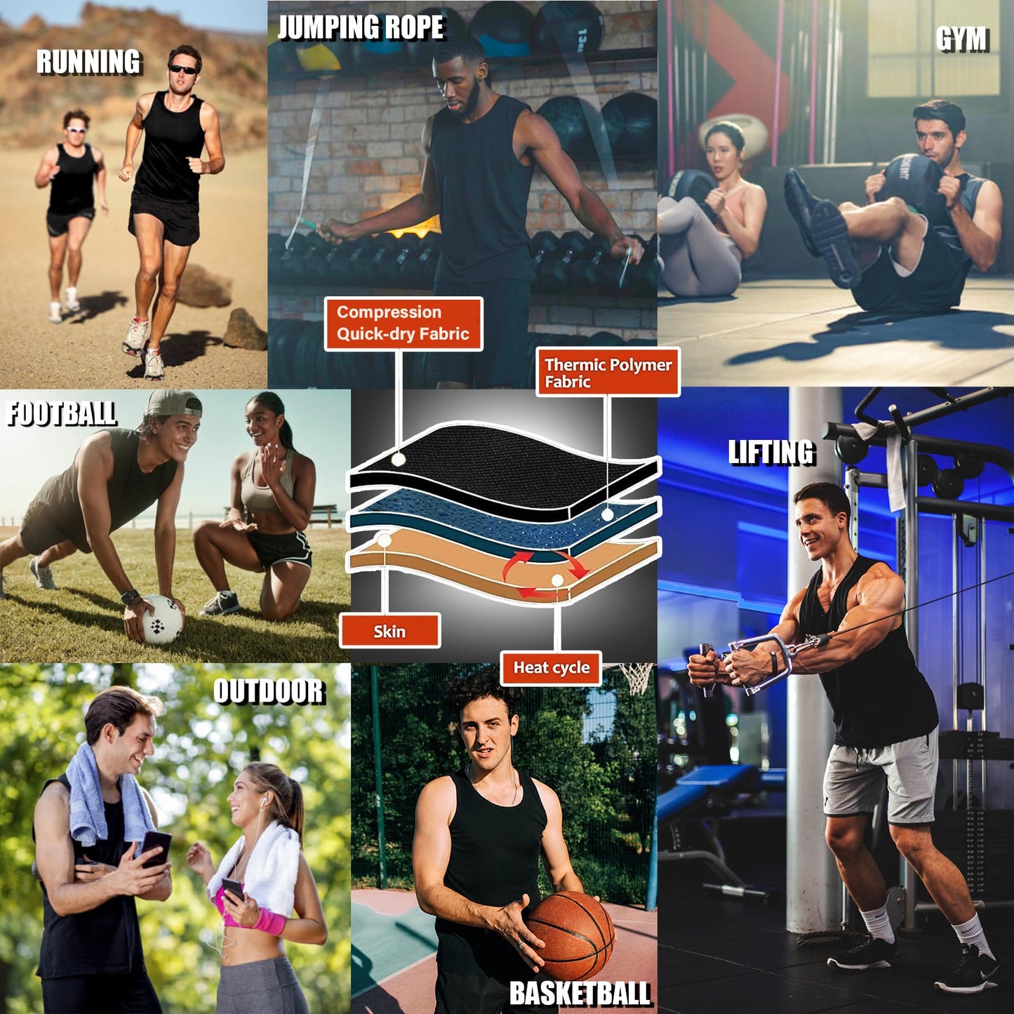 Everfion Sauna Vest for Men Waist Trainer Sleeveless Mens Sauna Shirt Sweat Suit Workout Compression Tank Top