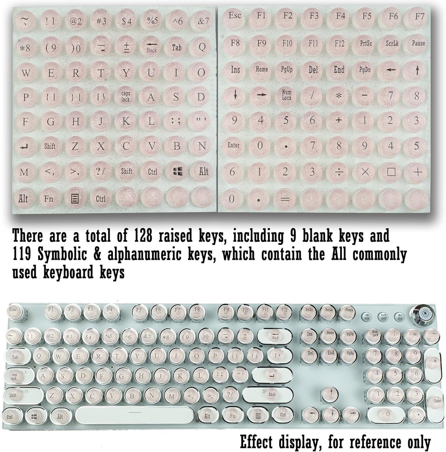 Zooplan 128 Pcs Keyboard Keys Gap Expander for Long Nails Typing and Gaming, Full Self-Adhesive Symbolic