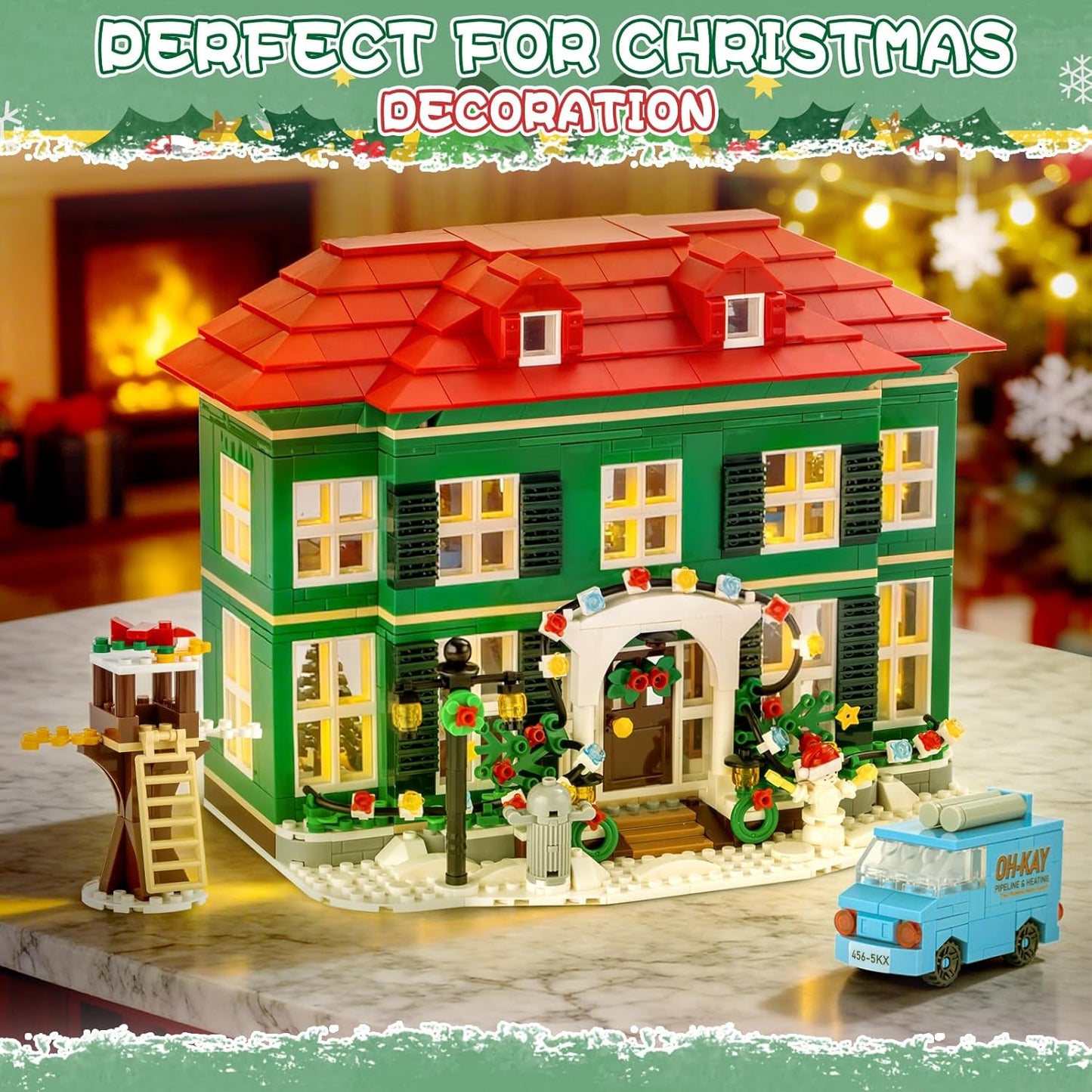 Skiennix Christmas House Building Set - 1187PCS Holiday Kit with Lights for Adults & Movie Fans