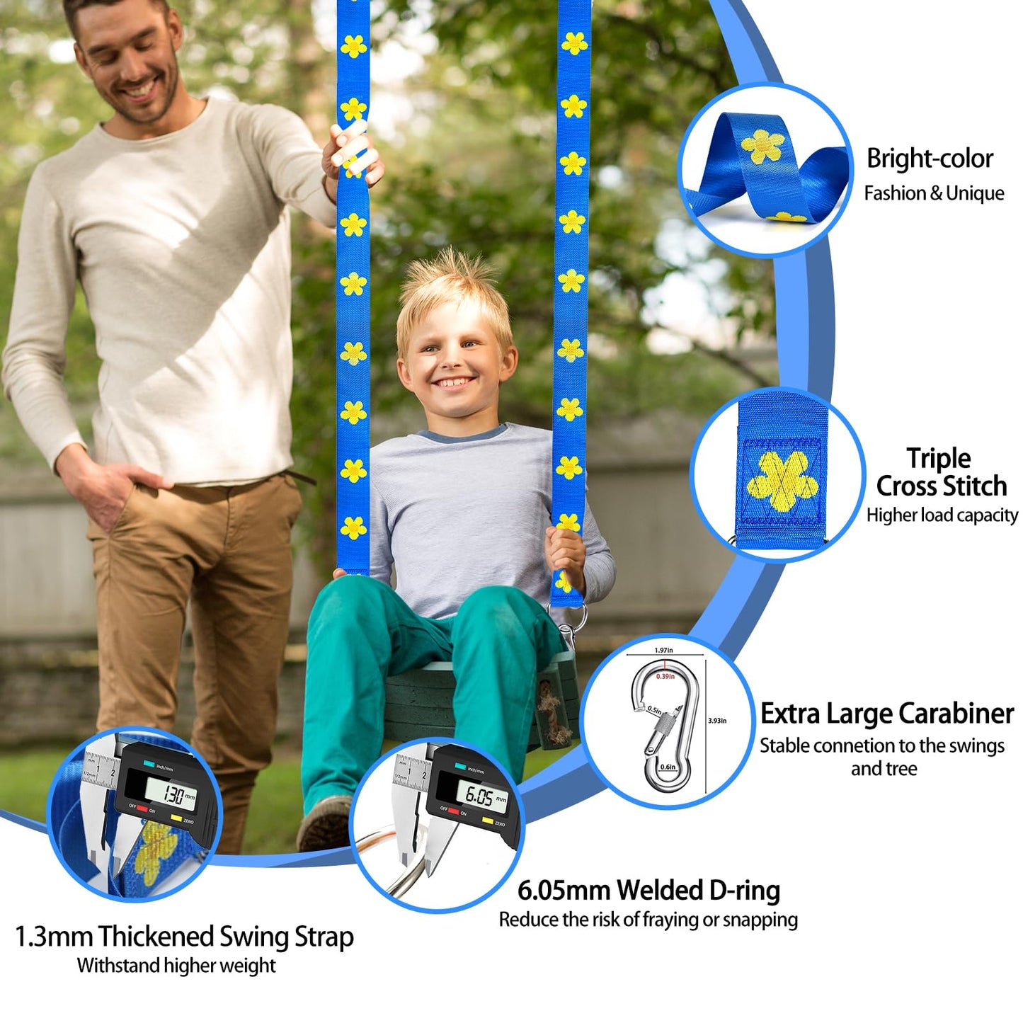 Werflyto Safe Tree Swing Hanging Straps Kit, 3FT/10FT/15FT/20FT, Heavy Duty Holds 5500LBS Extra Long Adjustable Tree Swing Straps, Easy & Fast Way to Hang Any Swing or Hammock(10 FT)