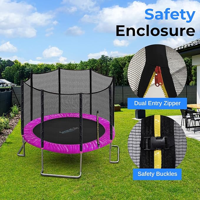 Serenelife 12FT 10FT 8FT Recreational Trampolines with Enclosure Net and Ladder and Anti-Rust Coating, ASTM Approved Trampoline Outdoor for Kids and Adults Outdoor Yard Trampolines