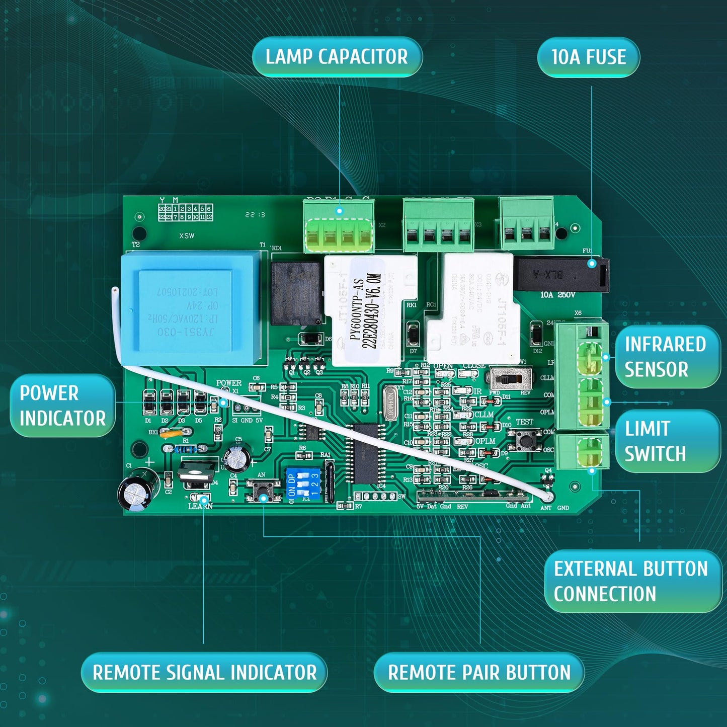 CO-Z AC Sliding Gate Opener Control Board Electronic Main Replacement Electric Automatic Gate Openers PCB Circuit Control Board