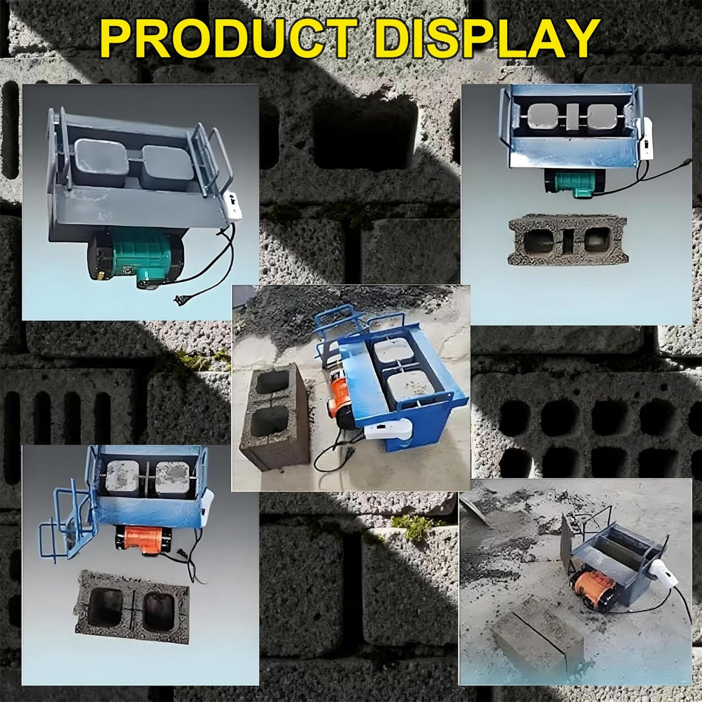 Eastnmythet Cement Block Forming Machine, Hollow Block Making Machine, DIY Soil Brick Maker for Garden, Walkway, 45s Fast Forming 400x200x200mm