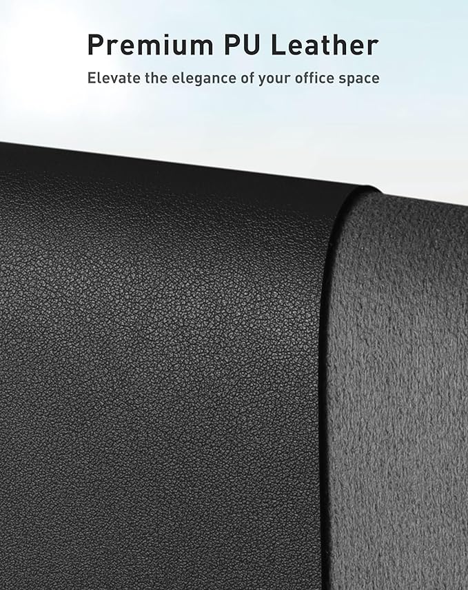Aothia Faux Leather Desk Mat - Large Mouse Pad, Non-Slip PU Leather Blotter, Waterproof Writing Surface for Office and Home (Black, 63" x 24")