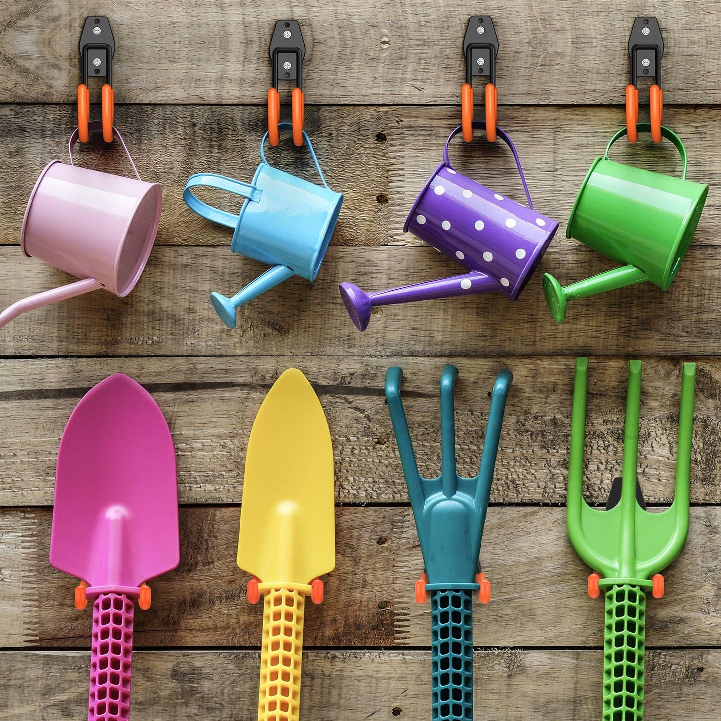 HUPBIPY Heavy Duty Garage Hooks 4 Pack, J Shaped Hanger, Wall Mounted Storage System, Power and Garden Tool Organizer, for Hanging Ladders, Bikes Tires, Hose, Bulk Items