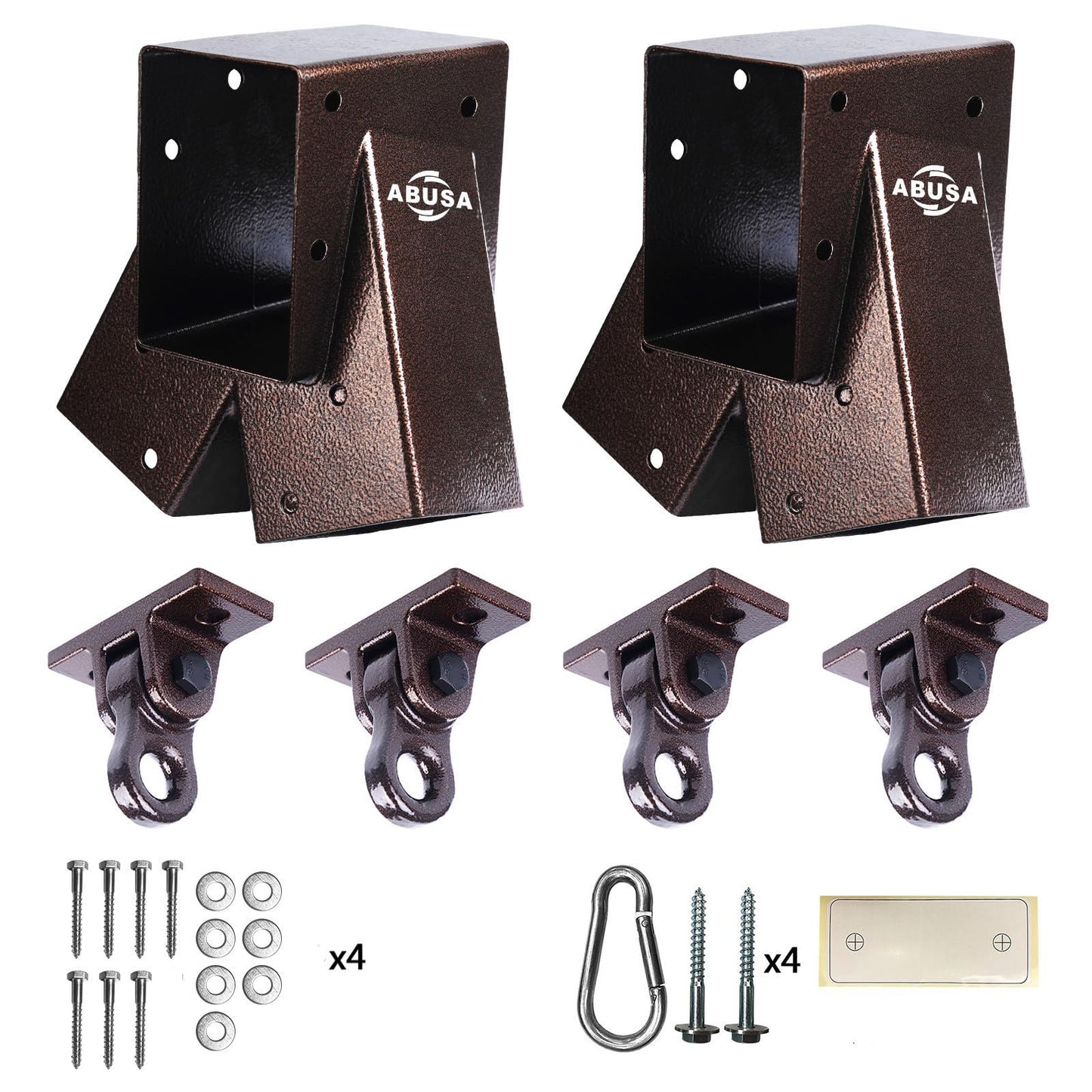 ABUSA Heavy Duty Swing Sets Brackets Including 2 Bronze A-Frame Swing Set Brackets and 4 Swing Hangers for Playground Equipment Mounting Parts Hardware Included (Bronze)