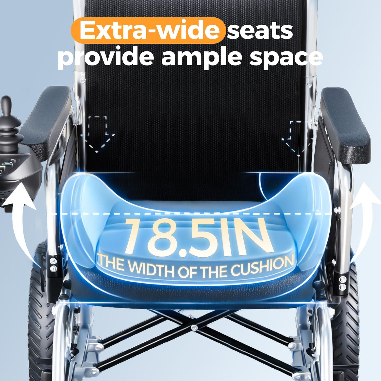 Electric Wheelchair, Electric Wheelchair for Adults, Foldable All Terrain Power Wheelchair, 15 Miles Long Travel Range, 500W Dual Motors, Lightweight Mobility Chair for Seniors - Indoor/Outdoor