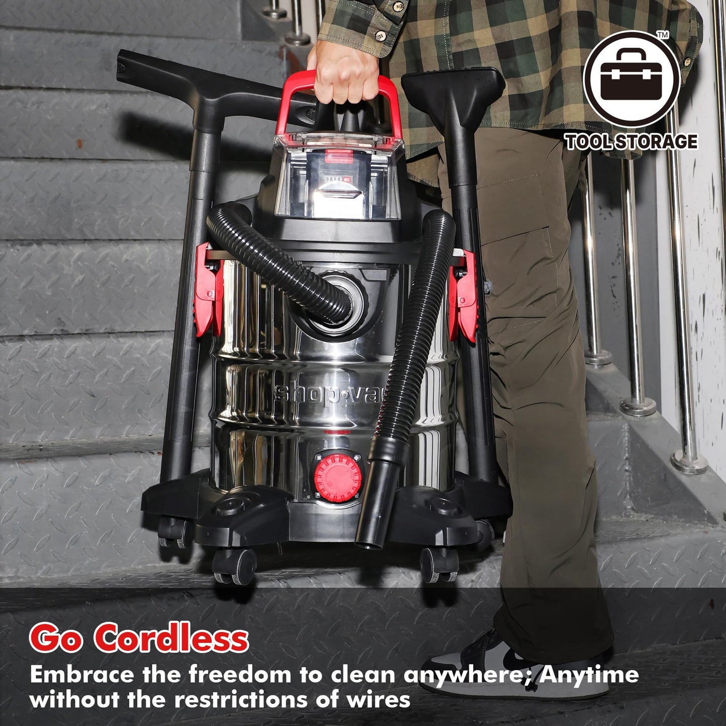 Shop-Vac 20V Wet/Dry Cordless Vacuum, 5 Gallon, 4.7 Peak HP, 10kPa Strong Suction & Blower, Portable Shop Vacuum, 4.0A Battery Powered for Car, Home and Garage