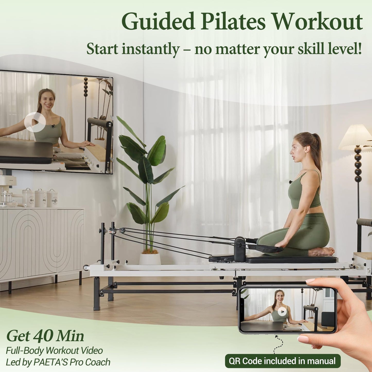 PAETA Pilates Reformer, 91" Foldable Reformer Pilates Machine with Adjustable Reformer Heights, Pilates Equipment with Piano Wire Spings and Jump Boards(Black Reformer with Box